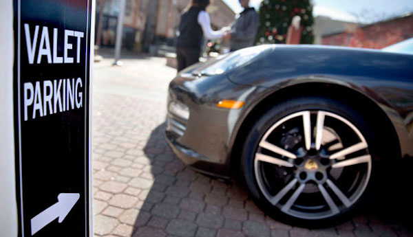 Valet Parking sign with Porsche